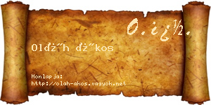 Oláh Ákos névjegykártya